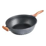 Velosan Modern 32cm Frying Pan Kitchen Wok Pan BSCI With Wooden Handle
