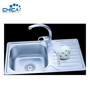 China SUS304 Stainless Steel Kitchen Sink Single Bowl Kitchen Sink Press Kitchen Sink With Faucet factory