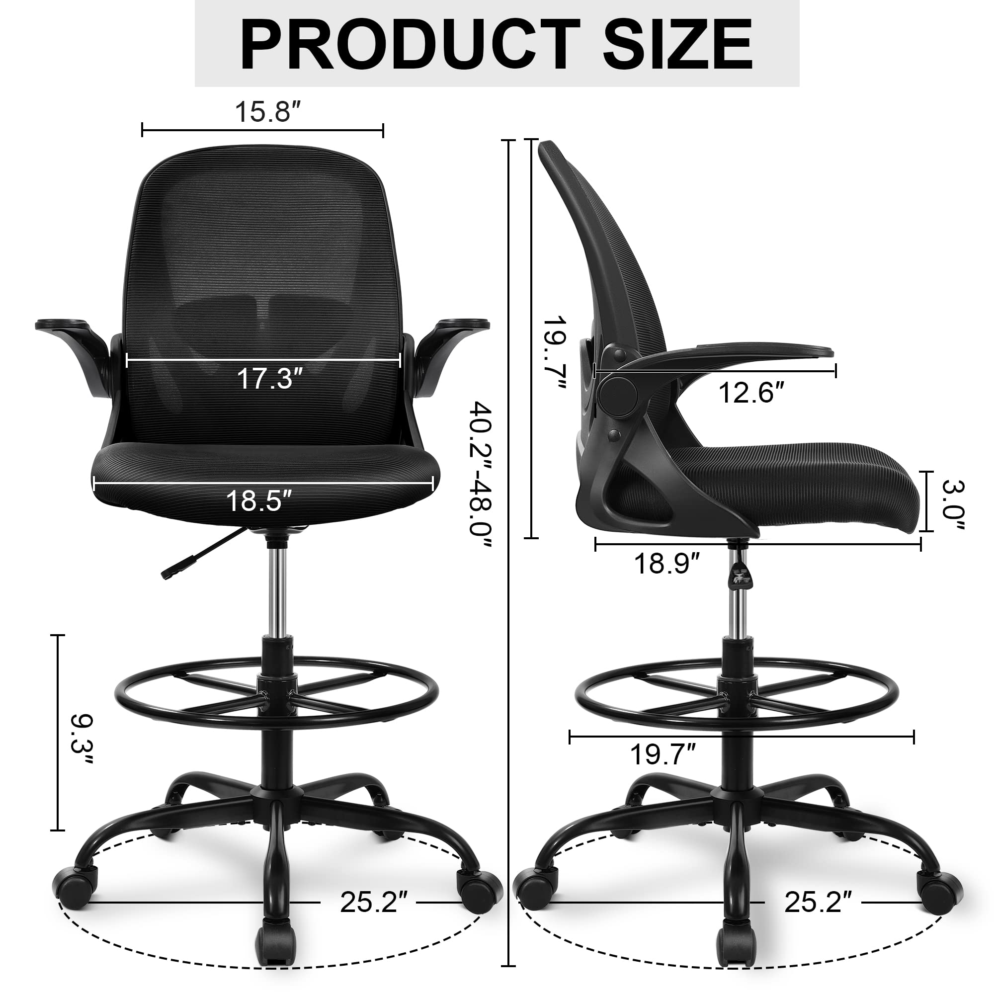 Flip-up Armrests Executive Ergonomic Chair with Lumbar Support and Metal Type Iron