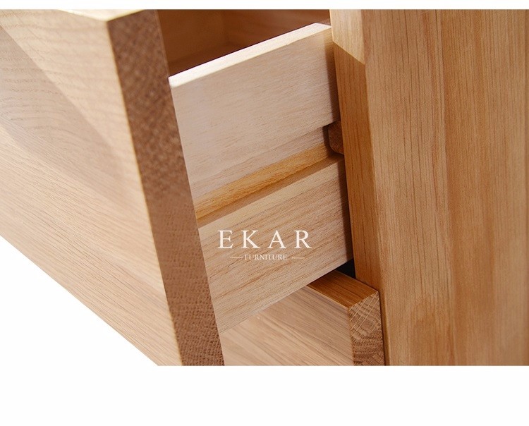 Home Furniture 2 Drawers Oak Night Stand Wooden Bedside Tables
