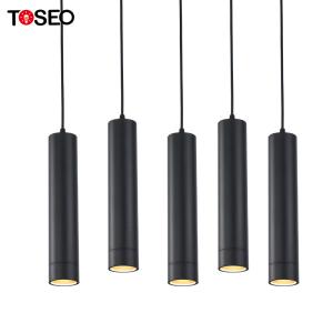 China 240V Aluminium Cylinder Black Pendant Light Front Replace Bulb Chandelier Anti Glare factory