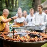 Outdoor Charcoal Smoker Corten Steel BBQ Grill 10mm Thick With Circle Plancha