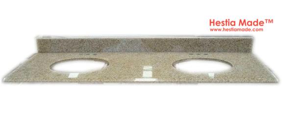 Countertops - g350 yellow rusty Granite Kitchen Top Double Sinks - HestiaMade