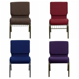 Stackable Red Fabric Church Chairs with Iron Frame