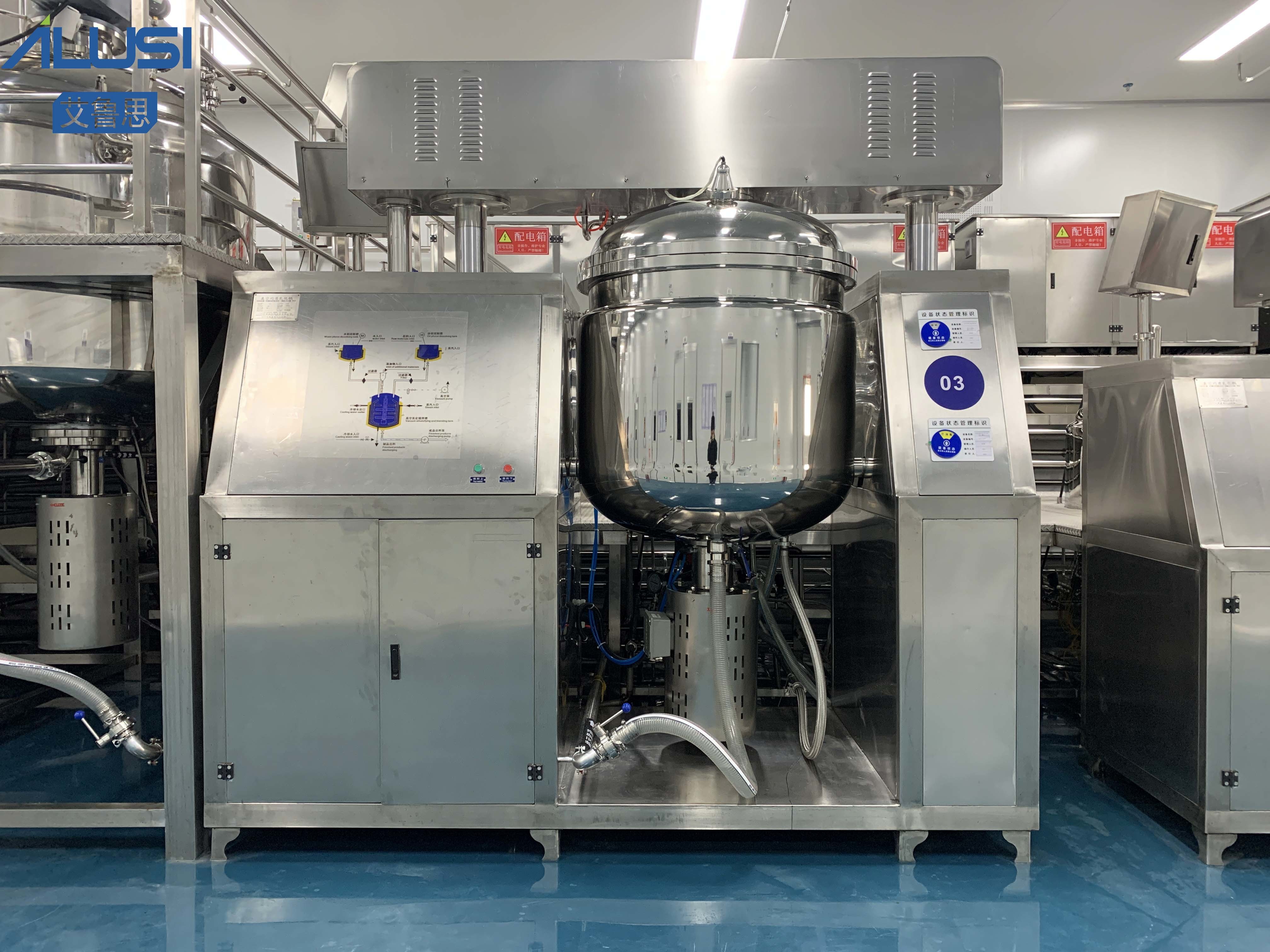 500L Hydraulic Lifting Vacuum Emulsifying Mixer Homogenizing Pharmaceutical Machine
