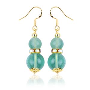 China Handmade DIY Bead Green Fluorite Crystal Short Drop Hook Earring Gemstone Earring For Gift Giving factory