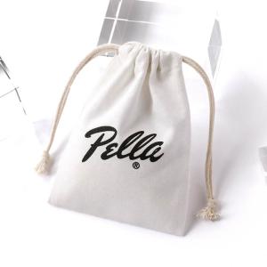 China Fabric Drawstring Gift Bags Custom Logo Natural Cotton Canvas Drawstring Pouch Gift Jewelry Packaging Bags factory