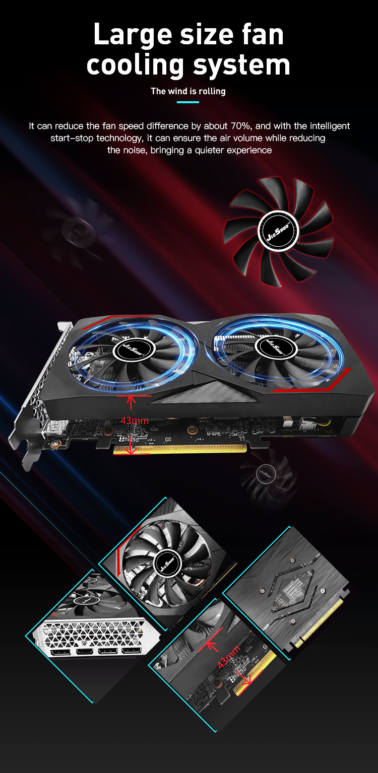RX 6600 XT Gaming Graphics Card 8G 128bit GDDR6 Memory 16GHz Memory Frequency DirectX12 3D