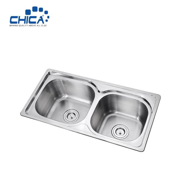 SUS304 Stainless Steel Kitchen Sink Double Bowl Kitchen Sink Press Kitchen Sink