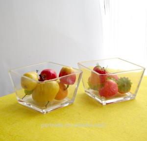 China Transparent Square Shaped Glass Salad Bowl , Crystal Salad Bowl For Home factory