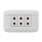 PC Plastic Electrical Switches And Sockets 3 Gang Good Electrical Conductivity
