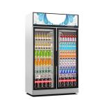 Air Cooling Upright 2 Glass Door Display Chiller 800L Digital Temperature