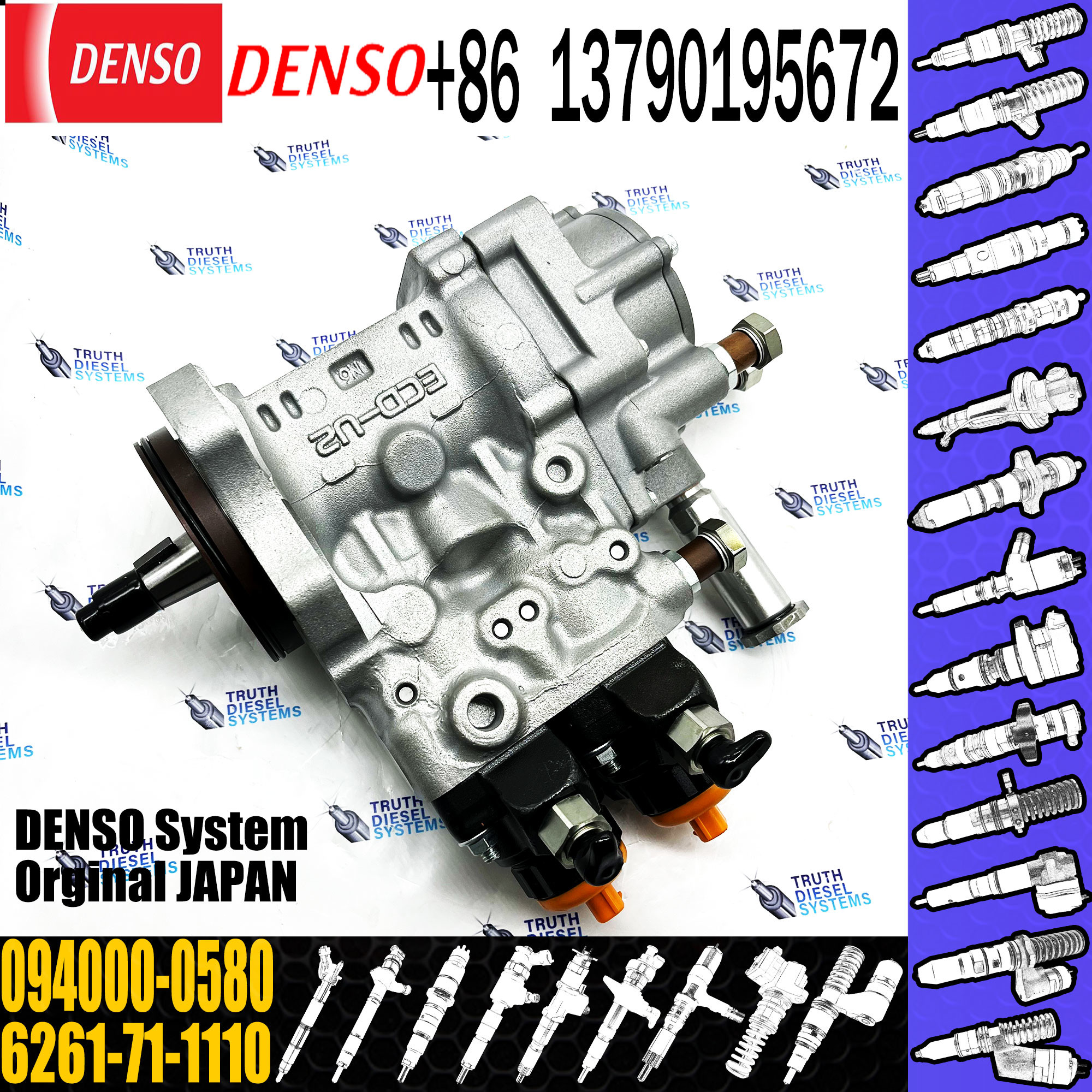 SA6D140 Fuel Injection pump For WA500-6 PC600-7 PC850-6 PC800-6 6261-71-1110 094000-0580