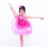 White And Cerise Two Tones Ruffle Tiers Skirt Leotard Under Back Waist Big Bow