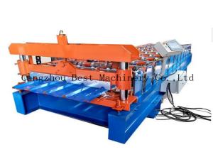 China Trapezoid Roofing Sheet Roll Forming Making Machine For Building Material factory