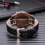 Custom Wood Minimalist Leather Watch Japan Miyota 2035 Movement