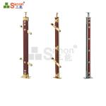 Dark Red Stainless Steel Balustrade Posts Rustproof For 12mm Temper Glass