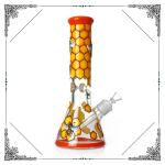 9mm Thick Bong Colorful Honeybee Art On Glass Smokig Pipe 13.5 Inches Hookah