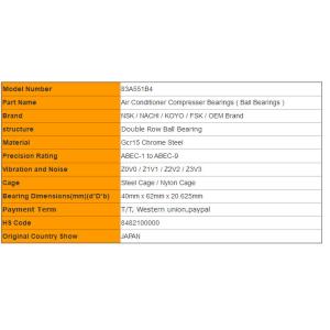 KOYO Automotive Vehicle Air Conditioner Bearings 83A551B4 Used For MAZDA
