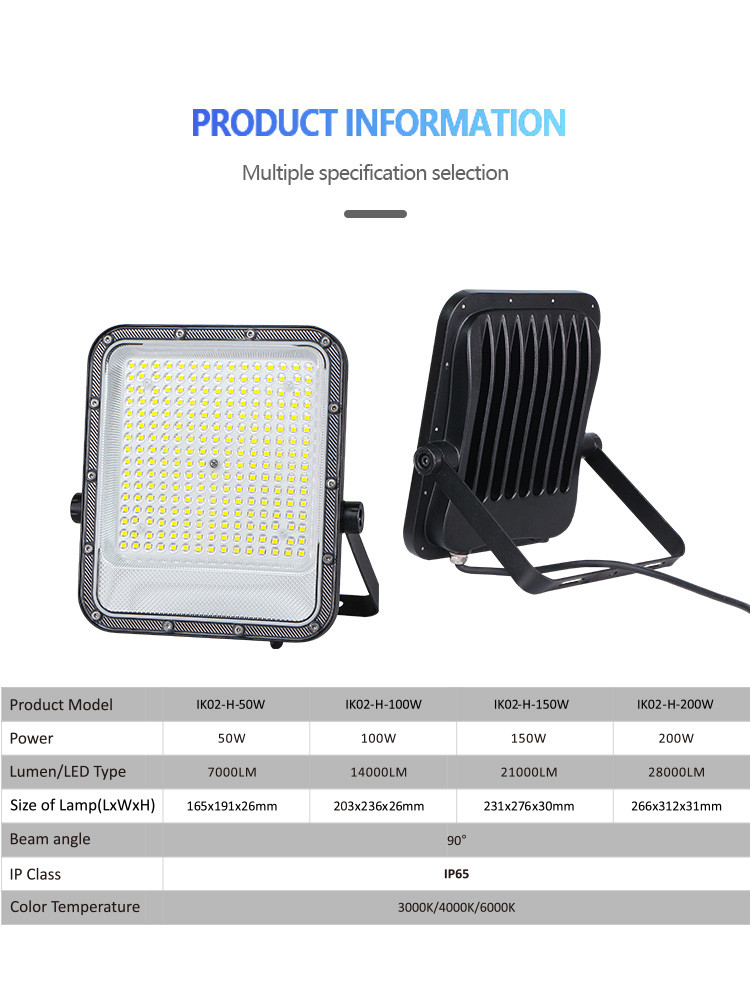 KCD Factory Supply 35000 Lumen 150w 300w Floodlight High Lumens High Power Stadium IP66 200w Indoor LED Flood Light