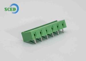China Green PCB Plug In Terminal Block Electrical 7.62mm PA66 300V 18A Brass Terminal factory