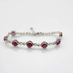 Sterling Silver Link 5x7mm Created Ruby Cubic Zircon Tennis Bracelet (H08RED)
