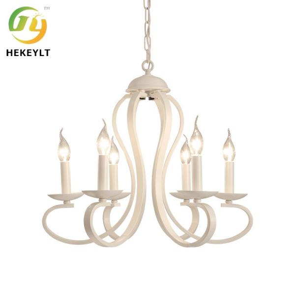 European Simple Iron Art Candle Chandelier Living Room Dining Room Bedroom