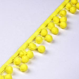 China Garment Crochet Lace Yellow 3.5cm Pom Pom Tassel Trim factory