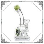 Green Eye Glass Water Pipe Mini Size , Showerhead Perc Recycling Hookah Tube