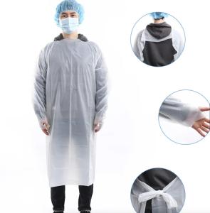 China Plastic Waterproof Long sleeved Disposable CPE Gown With thumb loop factory