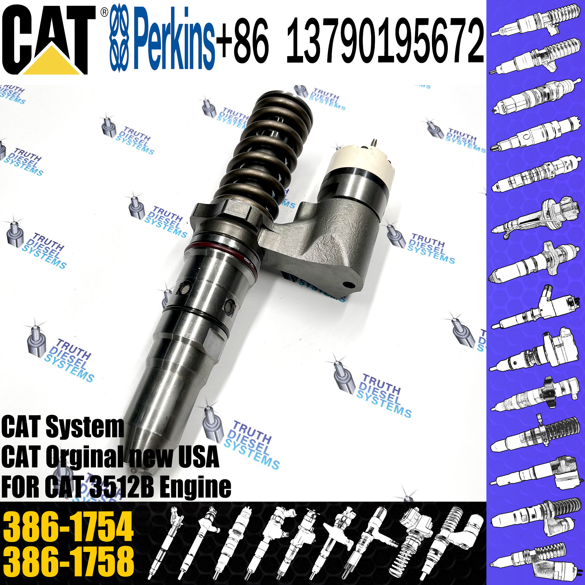Diesel Fuel Injector 250-1302 389-1969 10R-1303 386-1754 10R-3255 386-1758 392-0208 386-1760 For 3512B Excavator