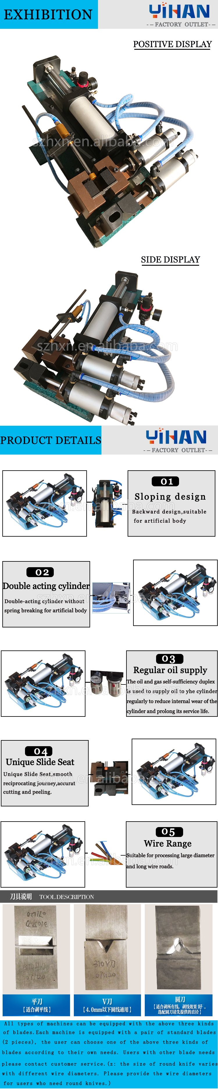 220V Power Supply Multi-core 310 Gas-electric Wire Stripping Machine with 50 Cylinder