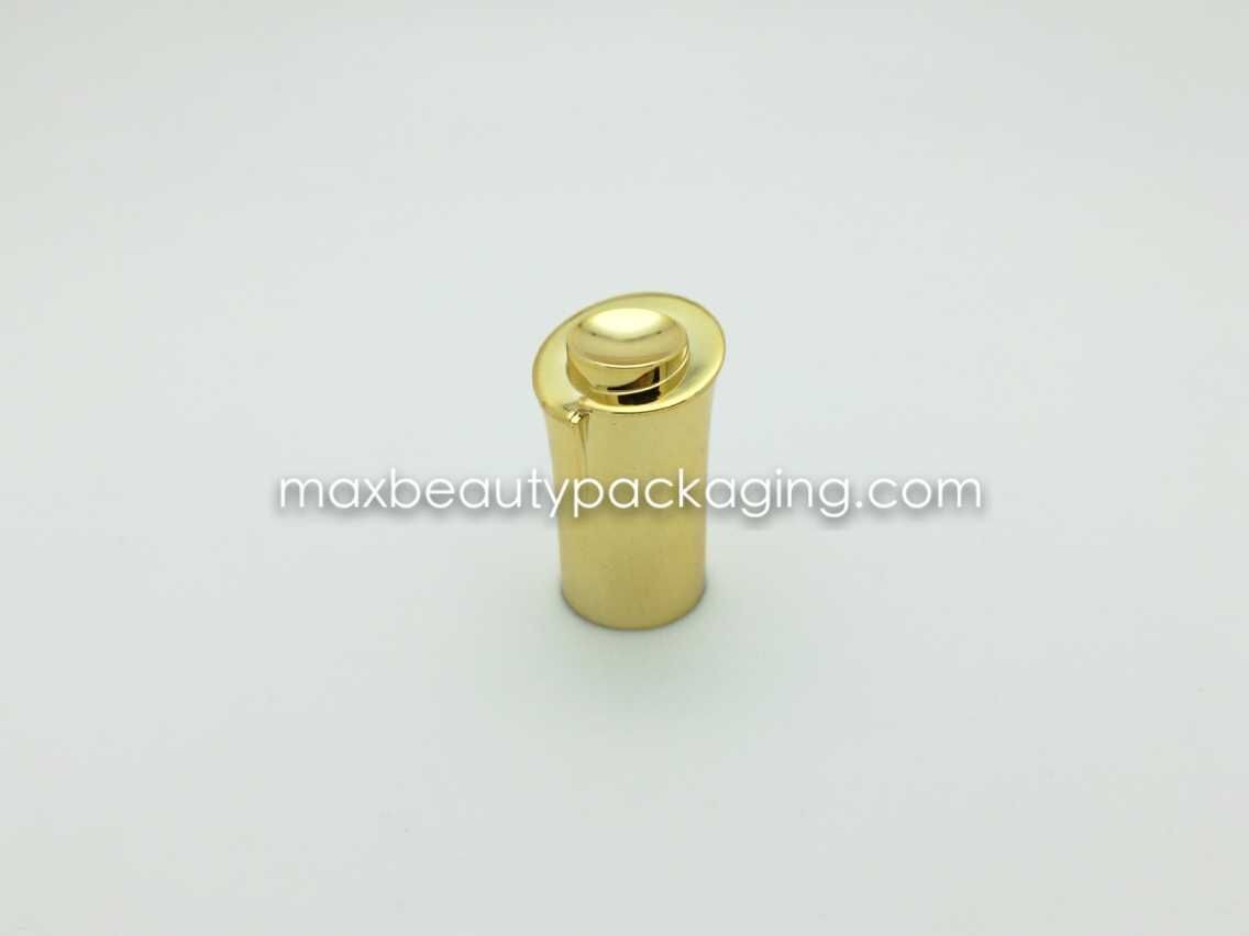 N2039 UV metallic shiny gold coating finish nail polish cap nail polish packaging double cap plastic cap flat brush