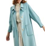 Wool Blend Peacoat Double-Breasted High Quality Trench Coat Women Long Coats for