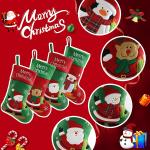Pack Rustic Christmas Stockings, Penguin Snowman Claus Santa and Reindeer,