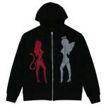 700 grams Heavyweight Rhinestone Zipper Men's Hoodies Sweatshirts Full Zip Up