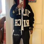 Embroidery Couple Hoodies Autumn Streetwear 400gsm Cotton Patches Acid Wash Sun