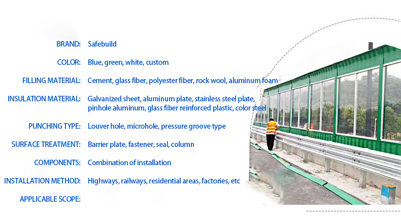 Road Noise Barrier with Aluminum Panel Sound Insulation Screen and Isolation Barrier