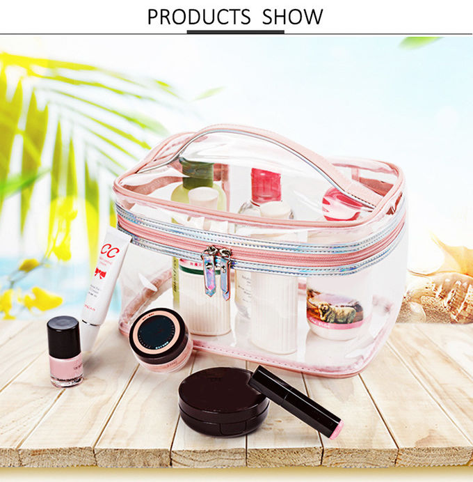 Fashion Ladies Waterproof Clear PVC Travel Cosmetic Case Bag With Handle