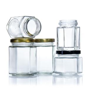 Different Sizes Transparent Sealed Storage Container Empty Hexagon Glass Jar For