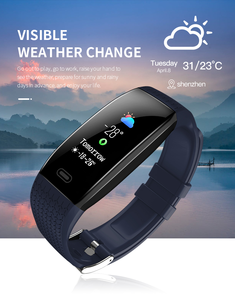 T15 Heart Rate Blood Pressure Oxygen Ladies Watch Waterproof IP67 Touch Screen Smart Bracelet