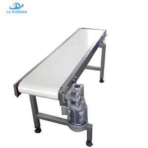 China Sanitary White Belt Conveyor System with Food Grade PU Belt and 304 Stainless Steel Frame for Hygienic Transport factory
