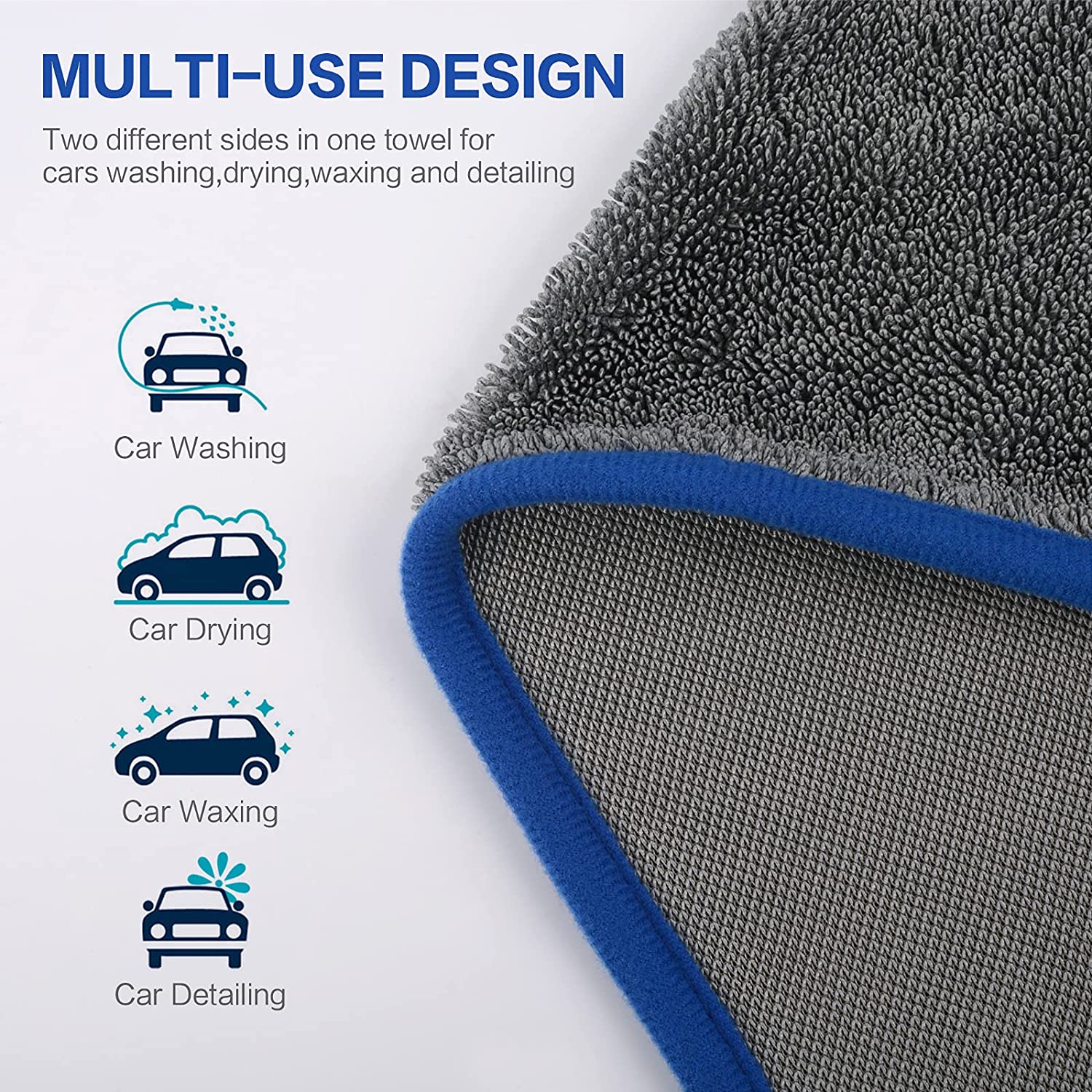 Customized Logo 700-1300gsm Microfiber Twisted Loop Wash Towel for Automotive Cleaning