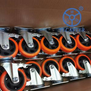 China 4 Inch Hollow Core Polyurethane Wheels Orange Black Wheel Swivel Locking Casters factory