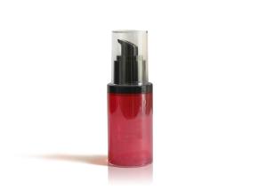 China Glossy Translucent Red Airless Cosmetic Bottles For Travel Hot Stamping Surface factory