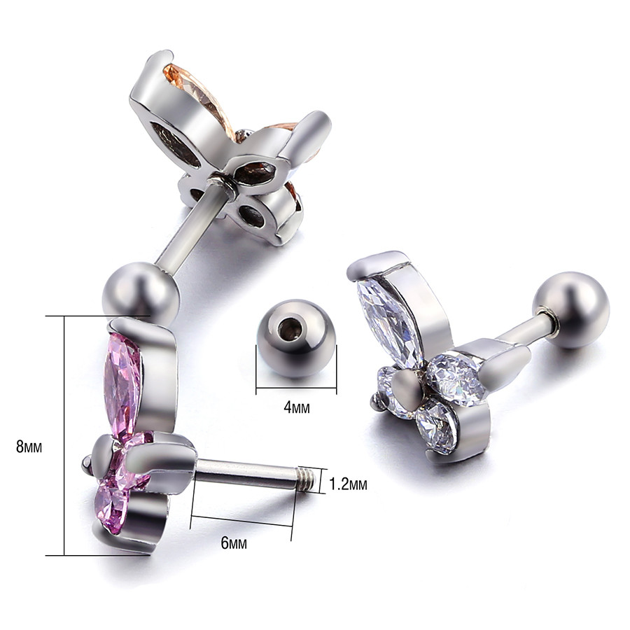 New design korea style butterfly zircon stud earrings for girls
