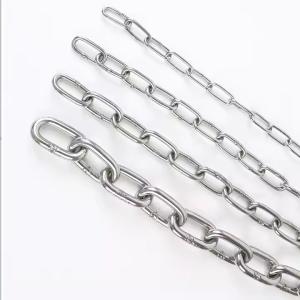 China Plain Finish Steel Link Chain SS304 Din763 Stainless Chain Link 2t Working Loadlimit factory