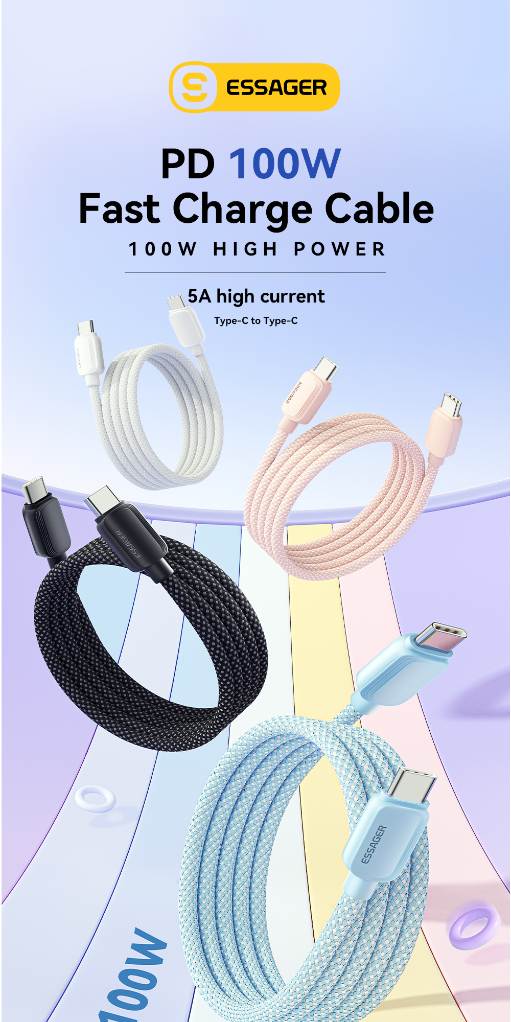 ESSAGER ES-X46 Series Type C To Type C Cable Fast Charging 100W