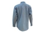 Men's 100%Cotton Chambray Blue Work Shirt Long Sleeve Chest Pockets Detailed