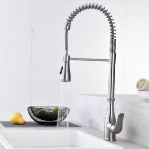 China ODM Single Mount Kitchen Faucet 18/10 Brushed Stainless Steel Faucet PEX Hose factory